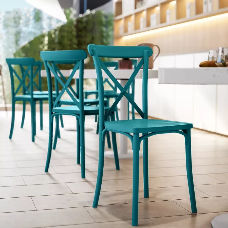 Sedia da interno impilabile in polipropilene blu maldive - Demetra