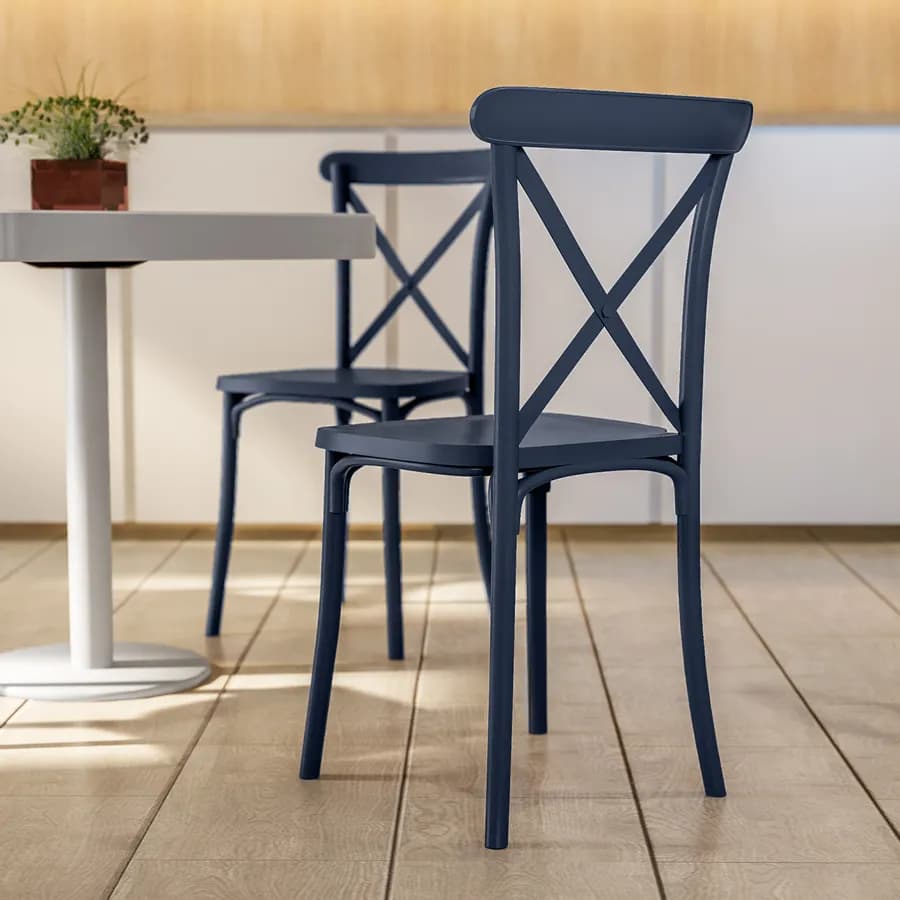Sedia da interno impilabile in polipropilene blu scuro - Demetra