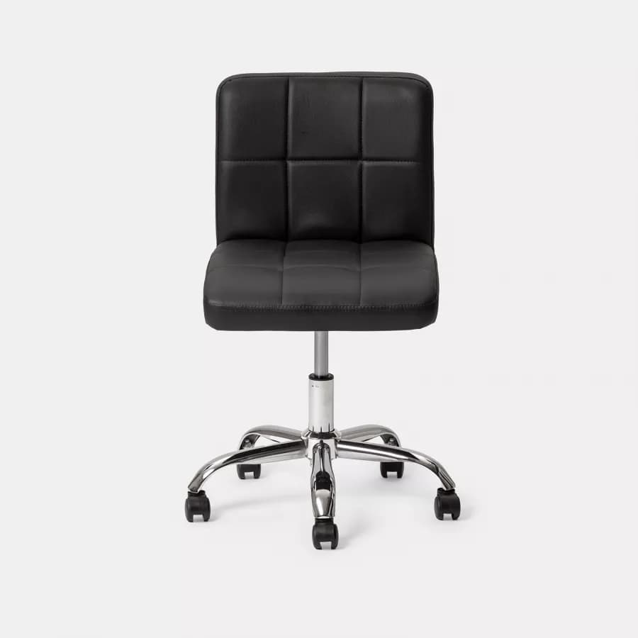 Sedia da ufficio girevole in similpelle nera con base cromata - Anissa