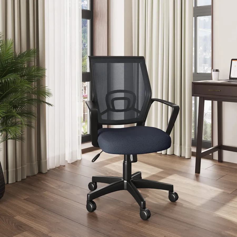 Sedia da ufficio girevole in tessuto mesh grigio scuro e schienale traspirante con supporto lombare - Wilson