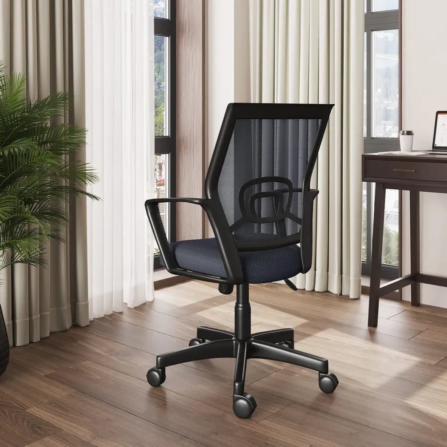 Sedia da ufficio girevole in tessuto mesh grigio scuro e schienale traspirante con supporto lombare - Wilson