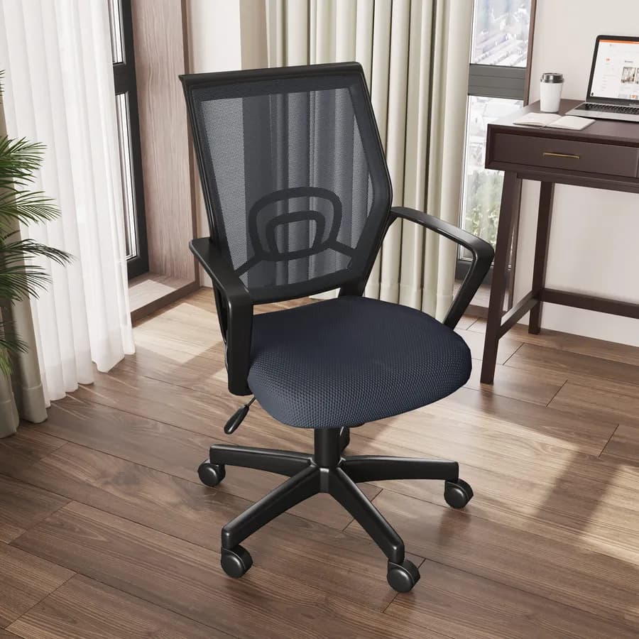 Sedia da ufficio girevole in tessuto mesh grigio scuro e schienale traspirante con supporto lombare - Wilson