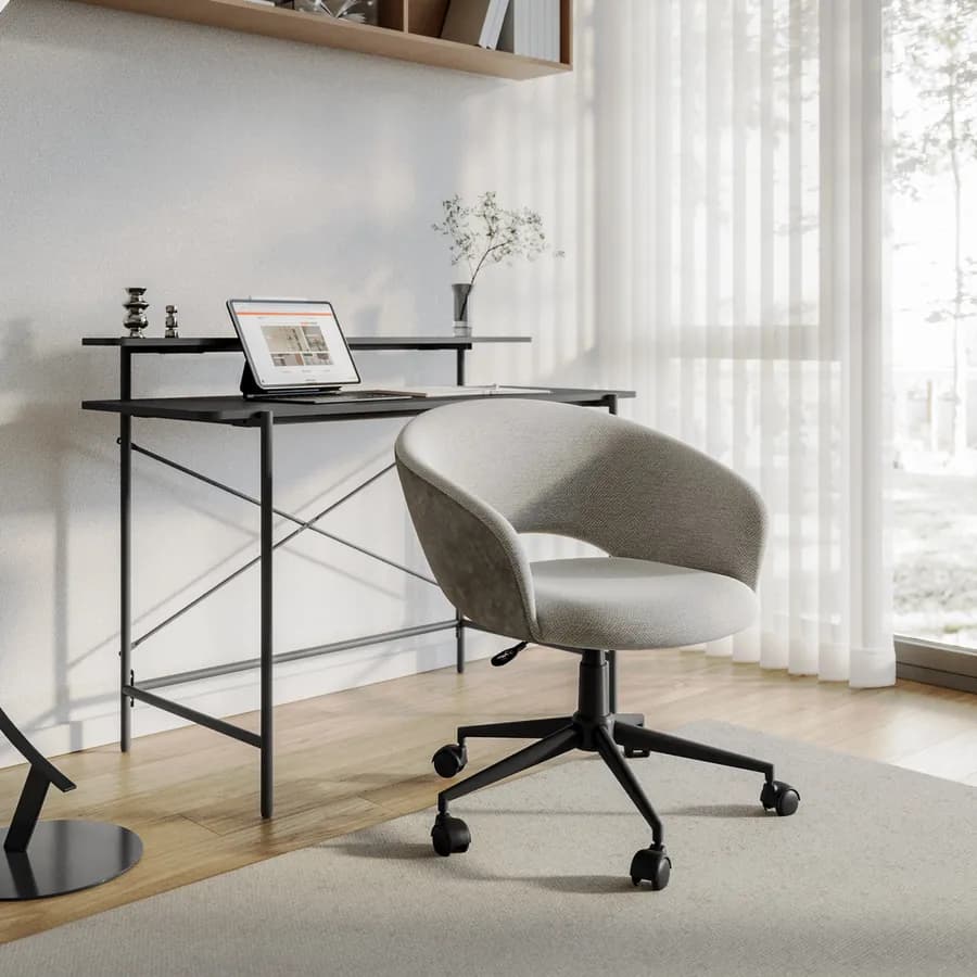 Sedia girevole da ufficio in tessuto effetto maglia grigio chiaro con schienale in similpelle grigio - Valzer