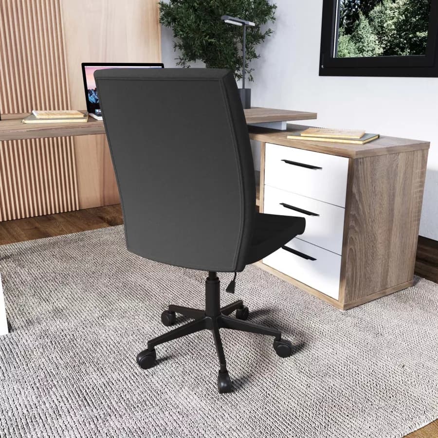 Sedia girevole da ufficio in tessuto grigio con altezza regolabile e base in nylon - Tamara