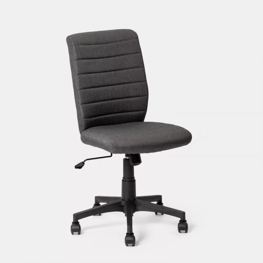 Sedia girevole da ufficio in tessuto grigio con altezza regolabile e base in nylon - Tamara