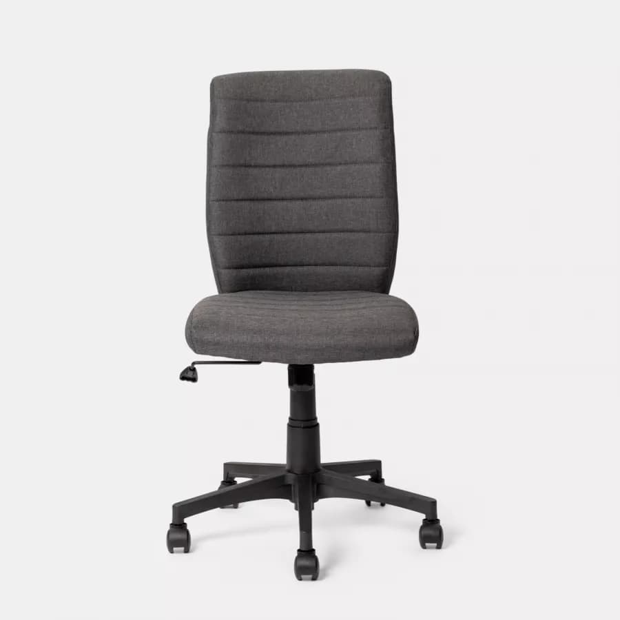 Sedia girevole da ufficio in tessuto grigio con altezza regolabile e base in nylon - Tamara