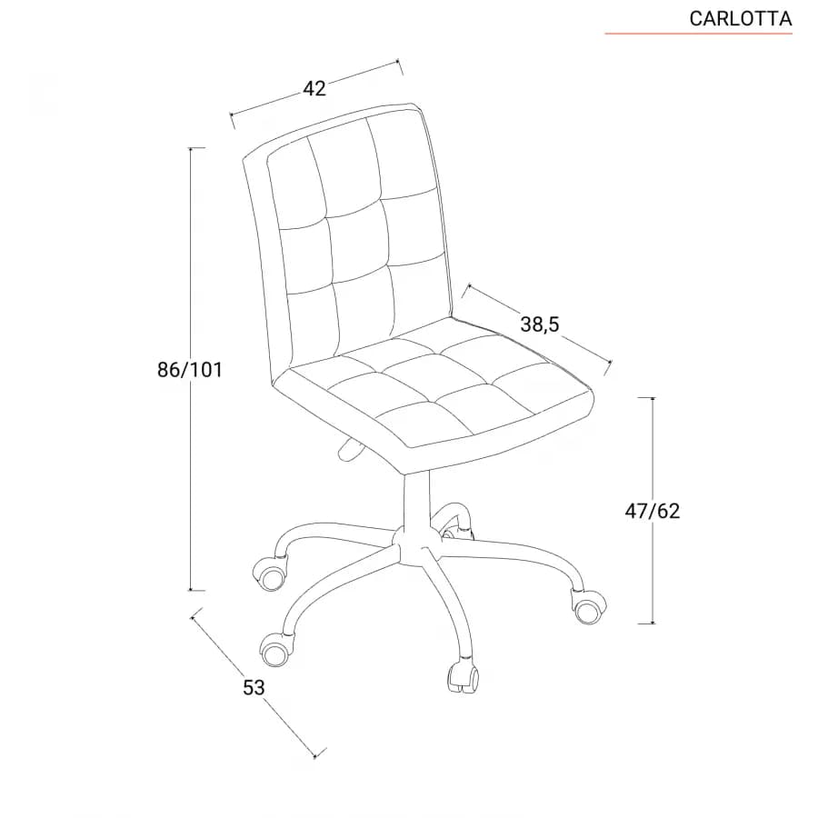 Sedia da ufficio girevole in similpelle nera con base cromata - Carlotta