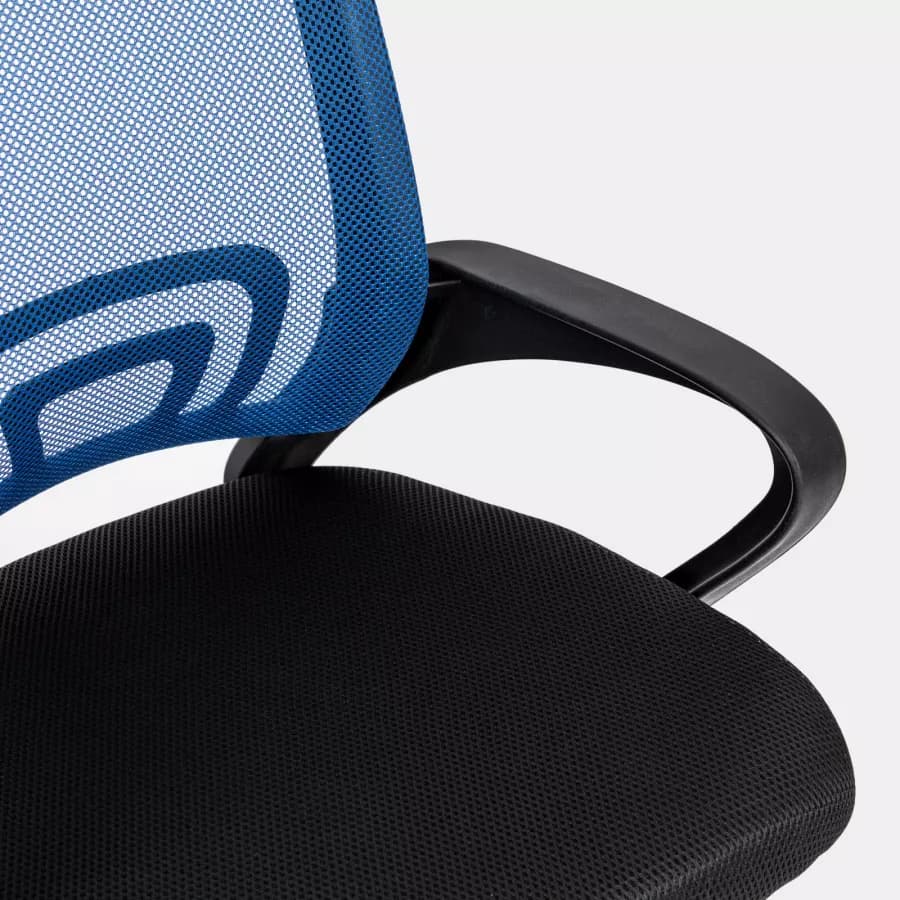 Sedia da ufficio girevole in tessuto mesh nero e schienale traspirante blu - Lizzy