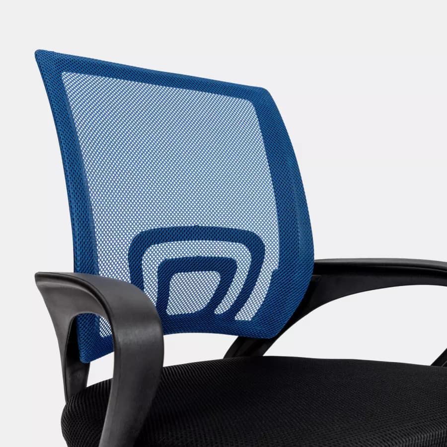 Sedia da ufficio girevole in tessuto mesh nero e schienale traspirante blu - Lizzy