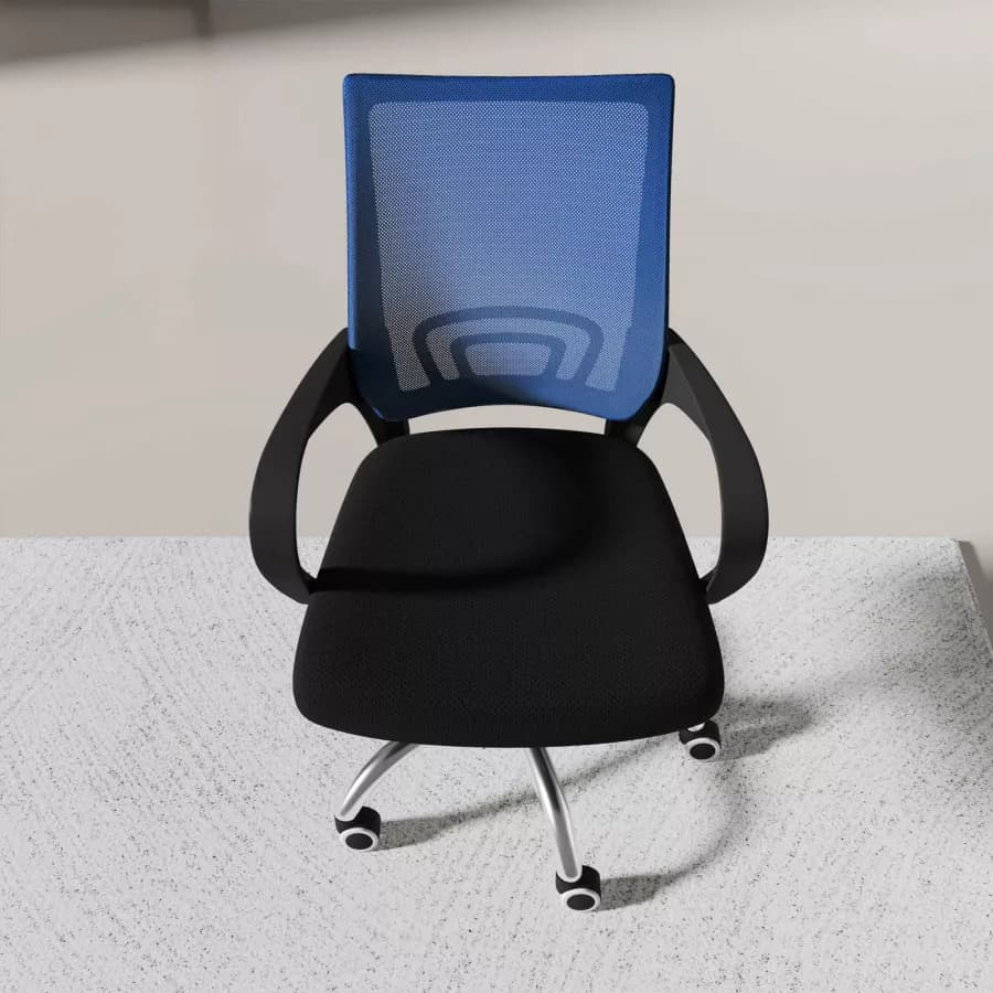 Sedia da ufficio girevole in tessuto mesh nero e schienale traspirante blu - Lizzy