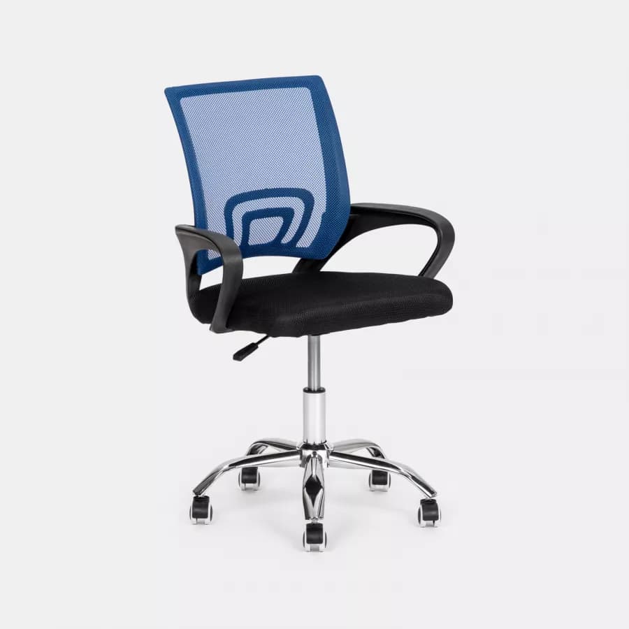 Sedia da ufficio girevole in tessuto mesh nero e schienale traspirante blu - Lizzy