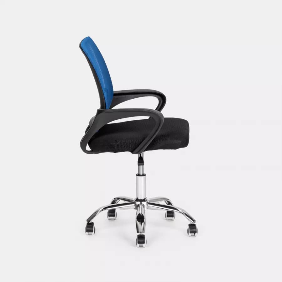 Sedia da ufficio girevole in tessuto mesh nero e schienale traspirante blu - Lizzy