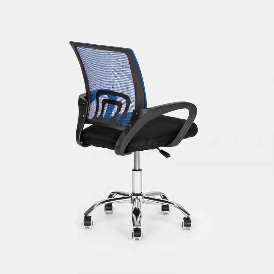 Sedia da ufficio girevole in tessuto mesh nero e schienale traspirante blu - Lizzy