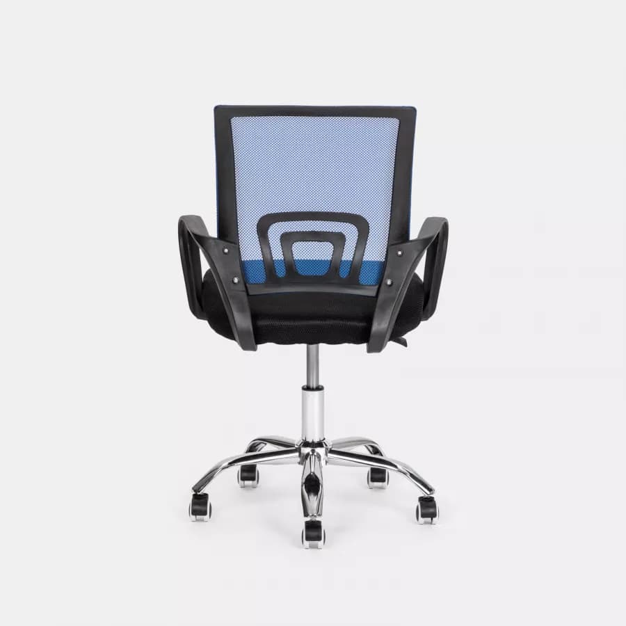 Sedia da ufficio girevole in tessuto mesh nero e schienale traspirante blu - Lizzy