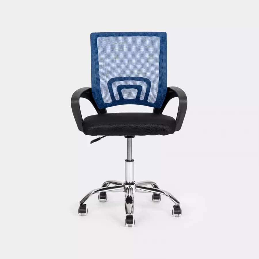 Sedia da ufficio girevole in tessuto mesh nero e schienale traspirante blu - Lizzy