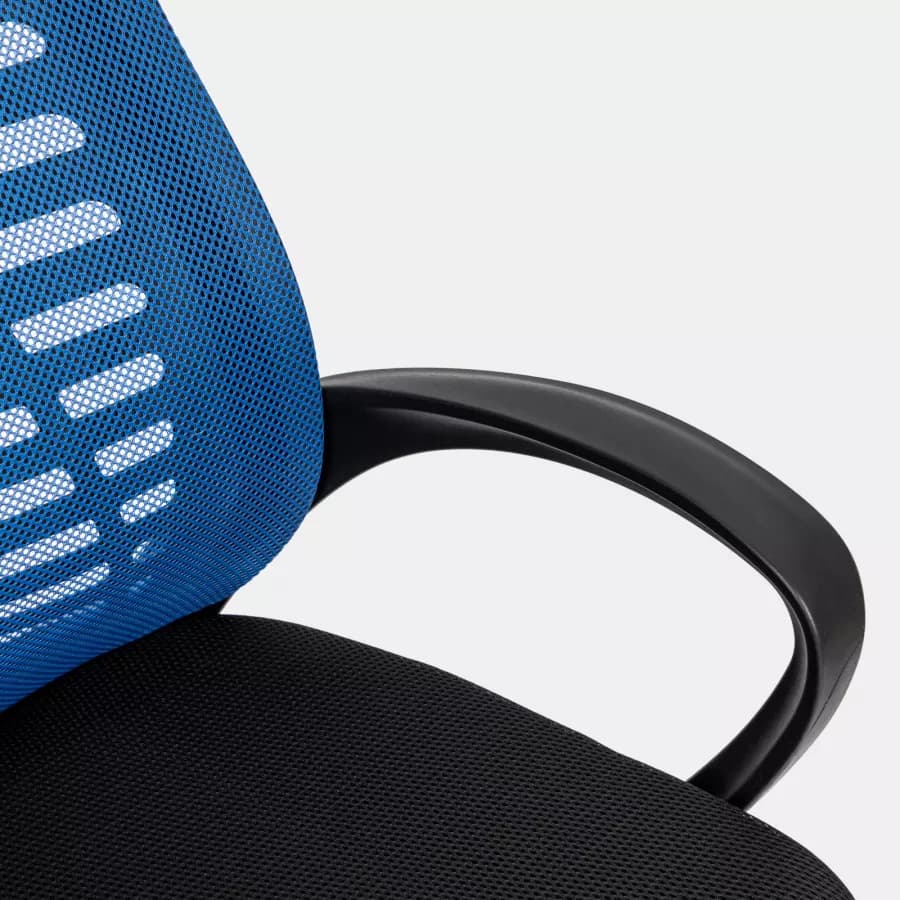 Sedia da ufficio girevole in tessuto mesh nero e schienale traspirante blu - Storex