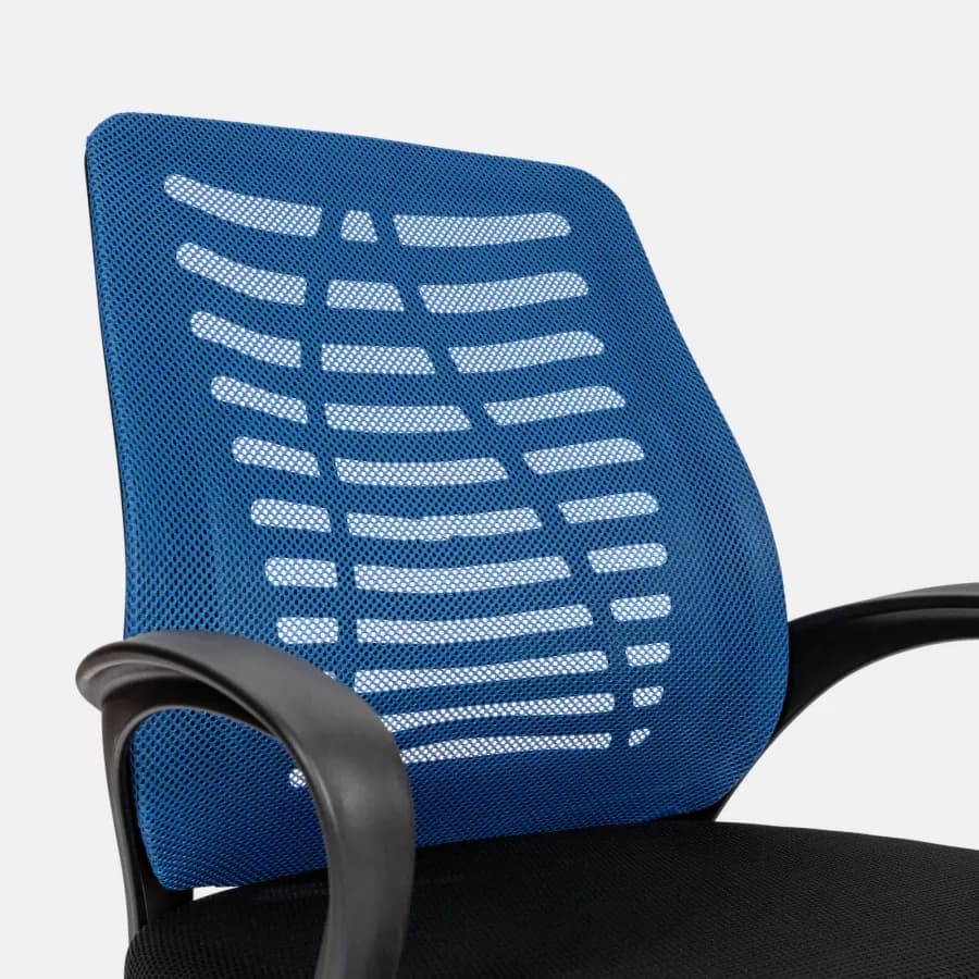 Sedia da ufficio girevole in tessuto mesh nero e schienale traspirante blu - Storex