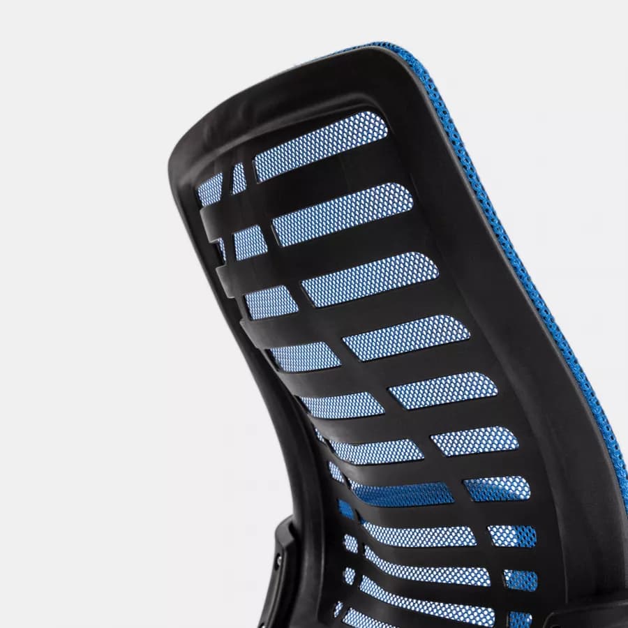Sedia da ufficio girevole in tessuto mesh nero e schienale traspirante blu - Storex