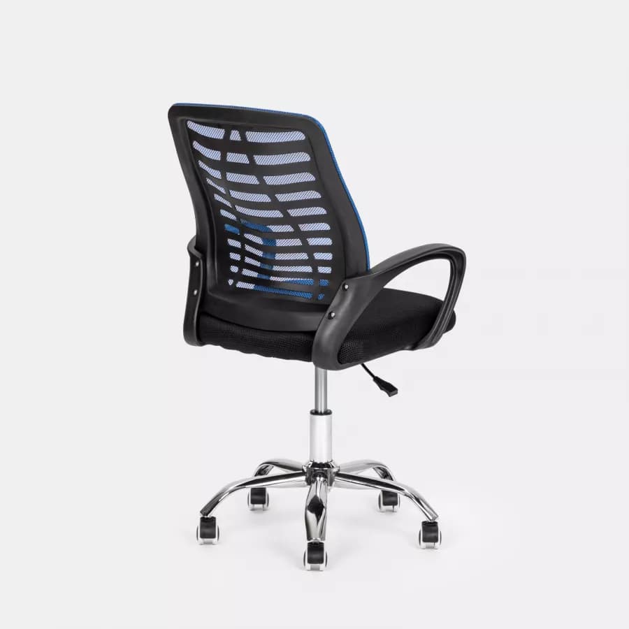 Sedia da ufficio girevole in tessuto mesh nero e schienale traspirante blu - Storex