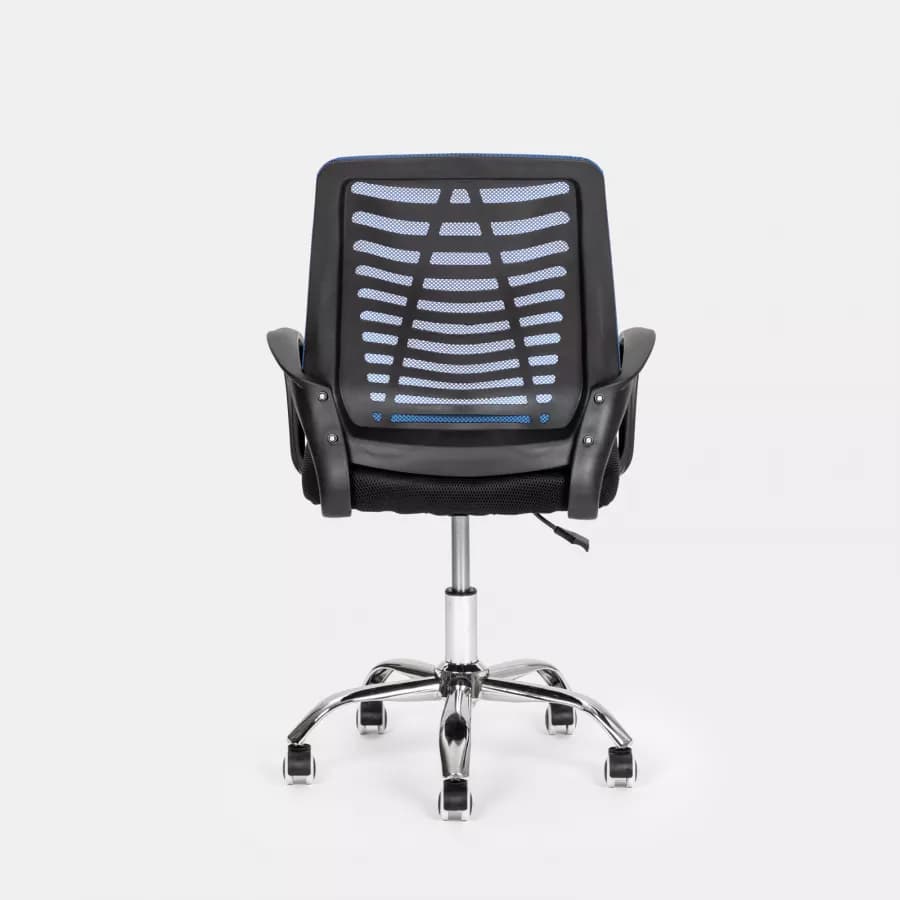 Sedia da ufficio girevole in tessuto mesh nero e schienale traspirante blu - Storex