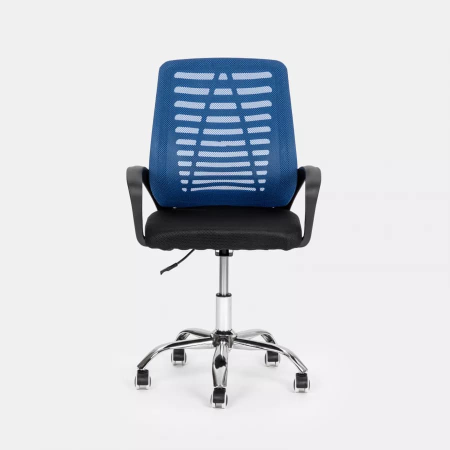 Sedia da ufficio girevole in tessuto mesh nero e schienale traspirante blu - Storex