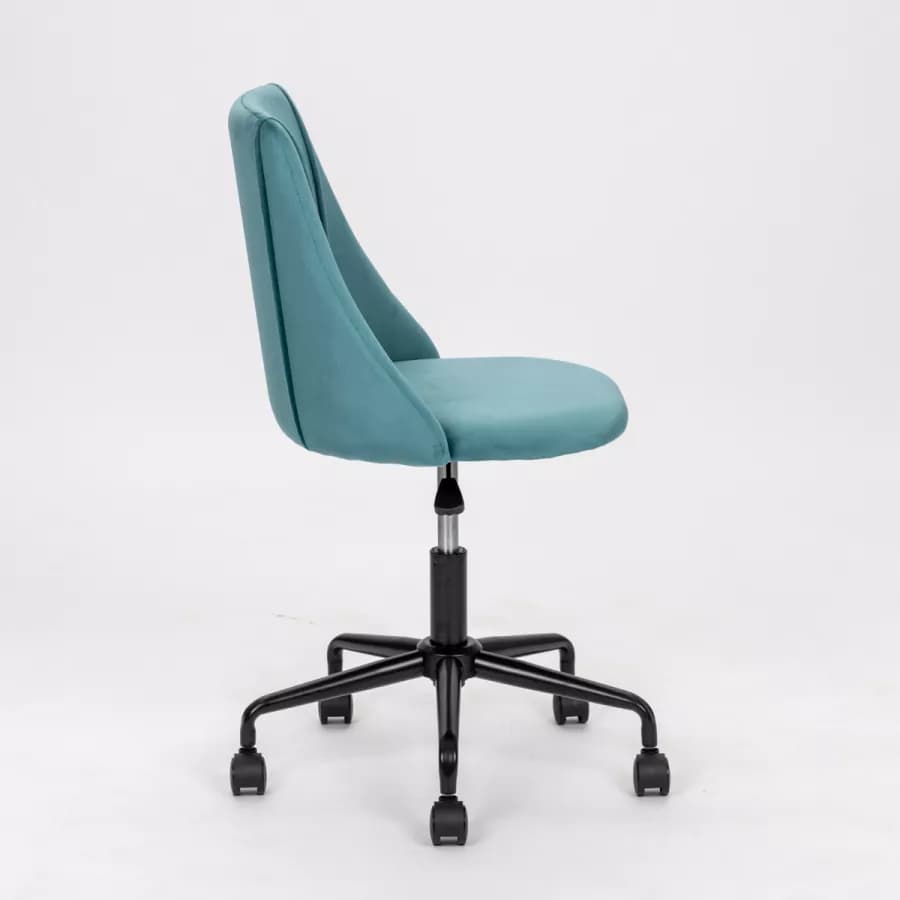 Sedia da ufficio girevole in velluto blu petrolio con base in metallo nero - Iupak Roller
