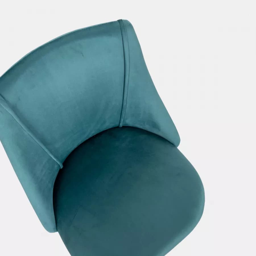Sedia da ufficio girevole in velluto blu petrolio con base in metallo nero - Iupak Roller