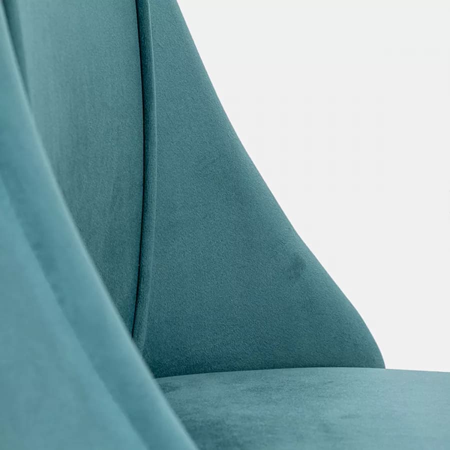 Sedia da ufficio girevole in velluto blu petrolio con base in metallo nero - Iupak Roller