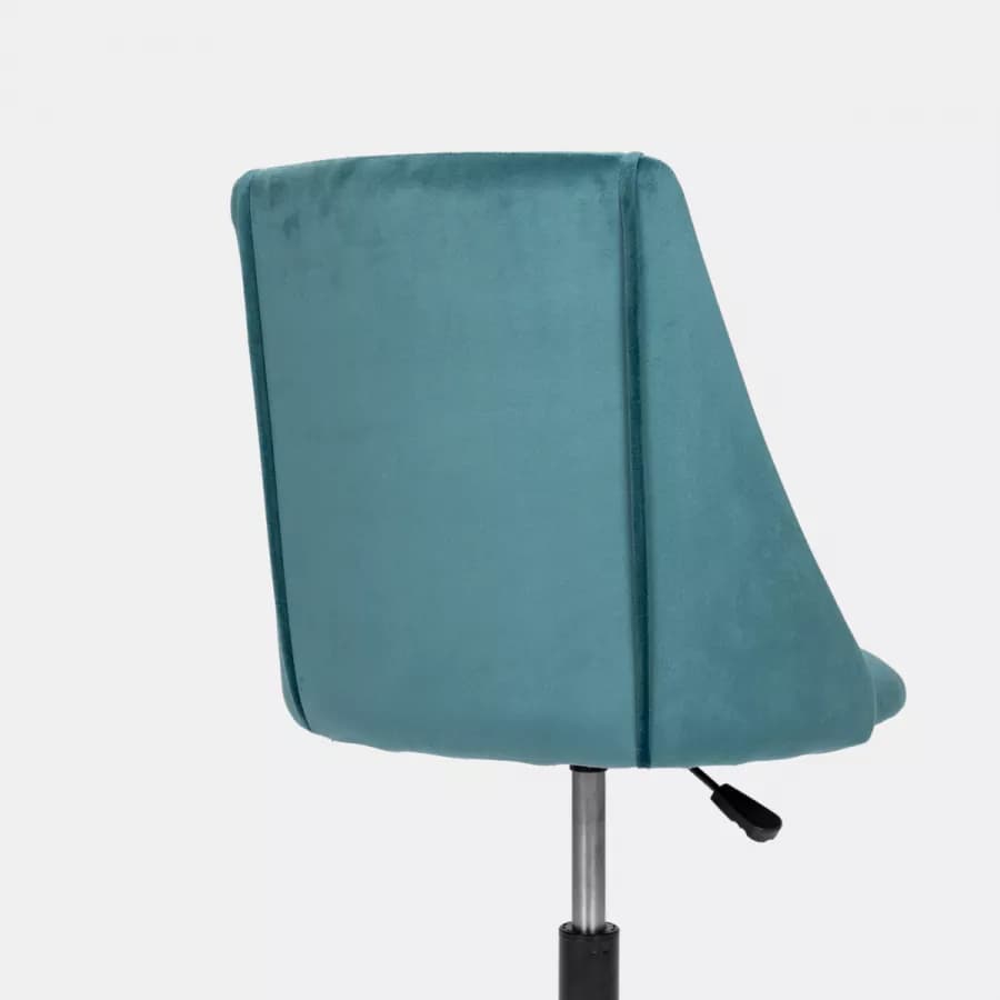 Sedia da ufficio girevole in velluto blu petrolio con base in metallo nero - Iupak Roller
