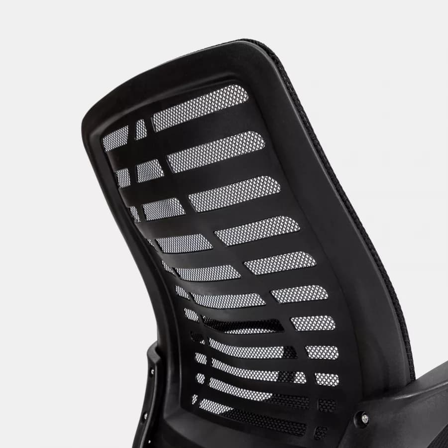 Sedia da ufficio girevole in tessuto mesh nero e schienale traspirante con base cromata - Storex