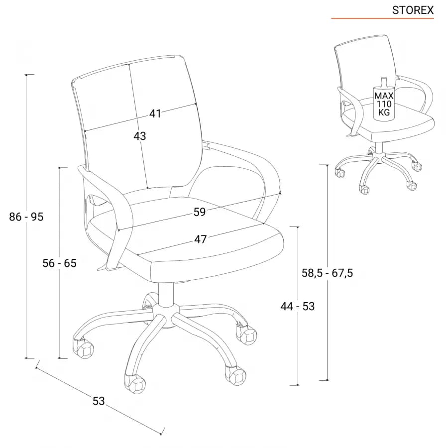Sedia da ufficio girevole in tessuto mesh nero e schienale traspirante con base cromata - Storex
