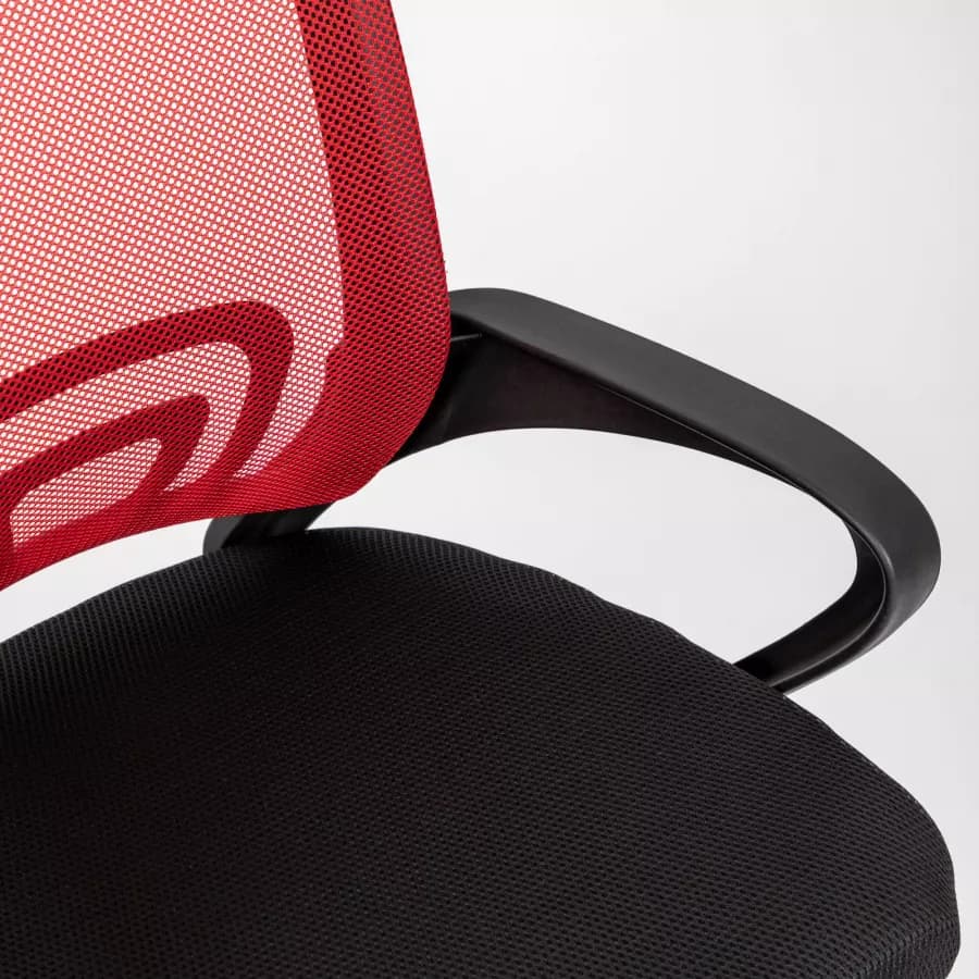 Sedia da ufficio girevole in tessuto mesh nero e schienale traspirante rosso - Lizzy