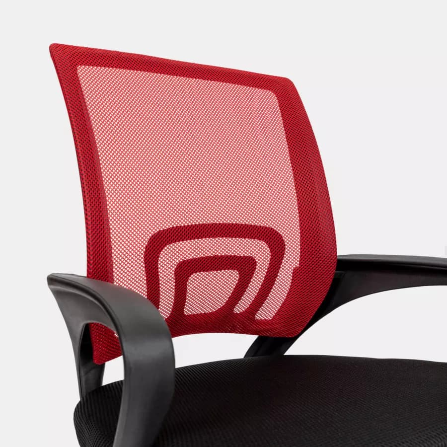 Sedia da ufficio girevole in tessuto mesh nero e schienale traspirante rosso - Lizzy