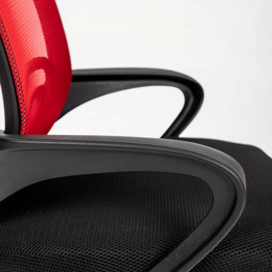 Sedia da ufficio girevole in tessuto mesh nero e schienale traspirante rosso - Lizzy