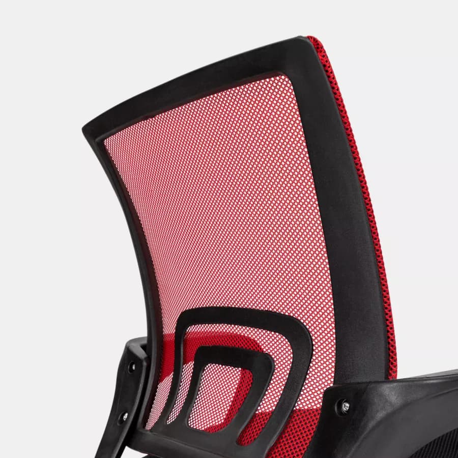 Sedia da ufficio girevole in tessuto mesh nero e schienale traspirante rosso - Lizzy