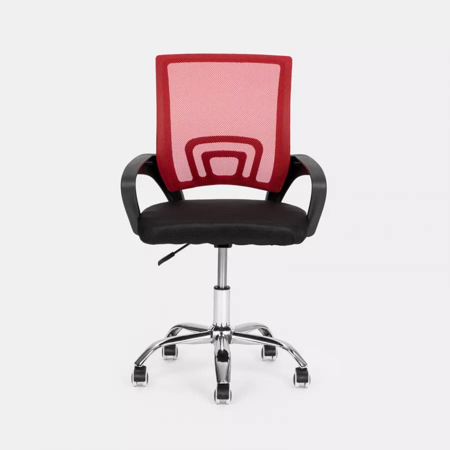 Sedia da ufficio girevole in tessuto mesh nero e schienale traspirante rosso - Lizzy