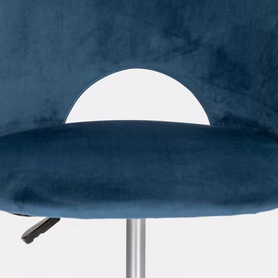 Sedia da ufficio girevole in velluto blu scuro con base in metallo nero - Kimmy Roller