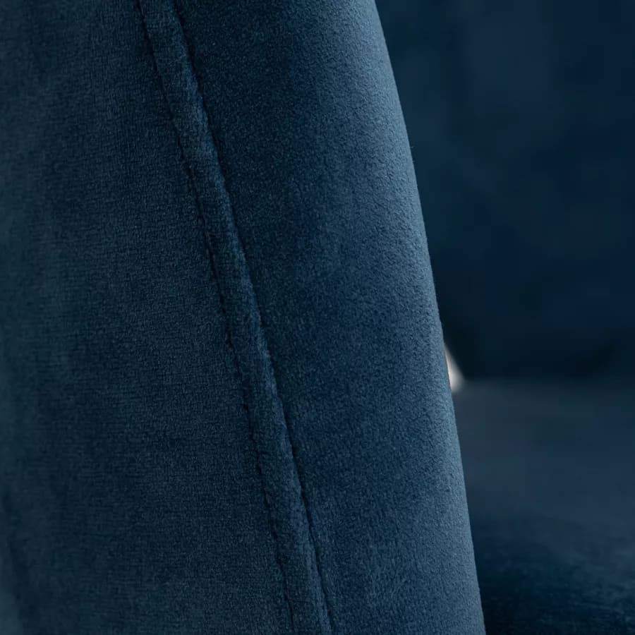 Sedia da ufficio girevole in velluto blu scuro con base in metallo nero - Kimmy Roller
