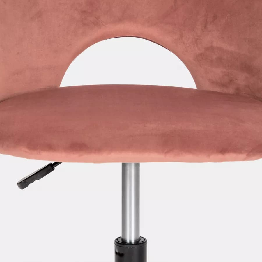 Sedia da ufficio girevole in velluto rosa antico con base in metallo nero - Kimmy Roller