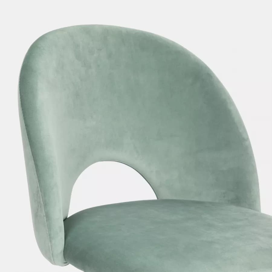 Sedia da ufficio girevole in velluto verde con base in metallo nero - Kimmy Roller
