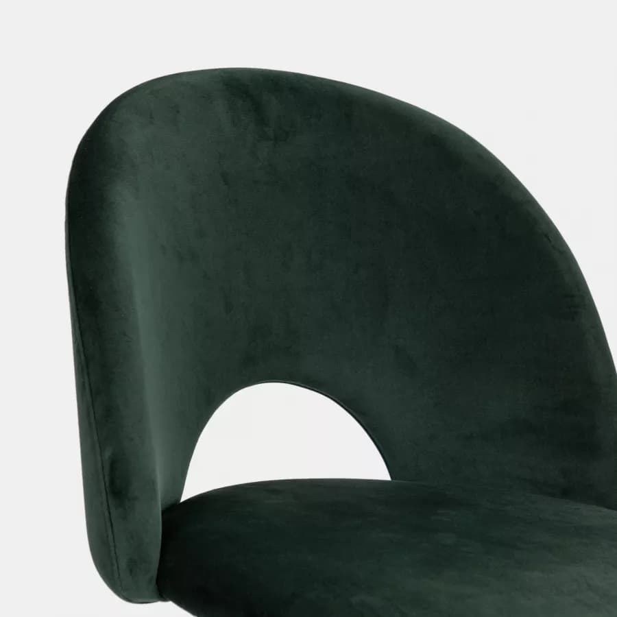 Sedia da ufficio girevole in velluto verde scuro con base in metallo nero - Kimmy Roller