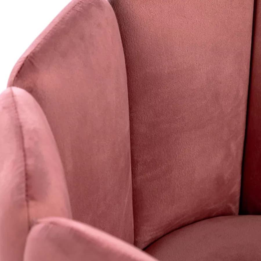 Sedia imbottita in velluto rosa con schienale a conchiglia - Roshelle