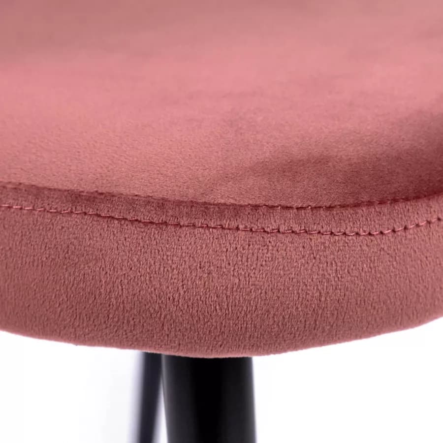 Sedia imbottita in velluto rosa con schienale a conchiglia - Roshelle