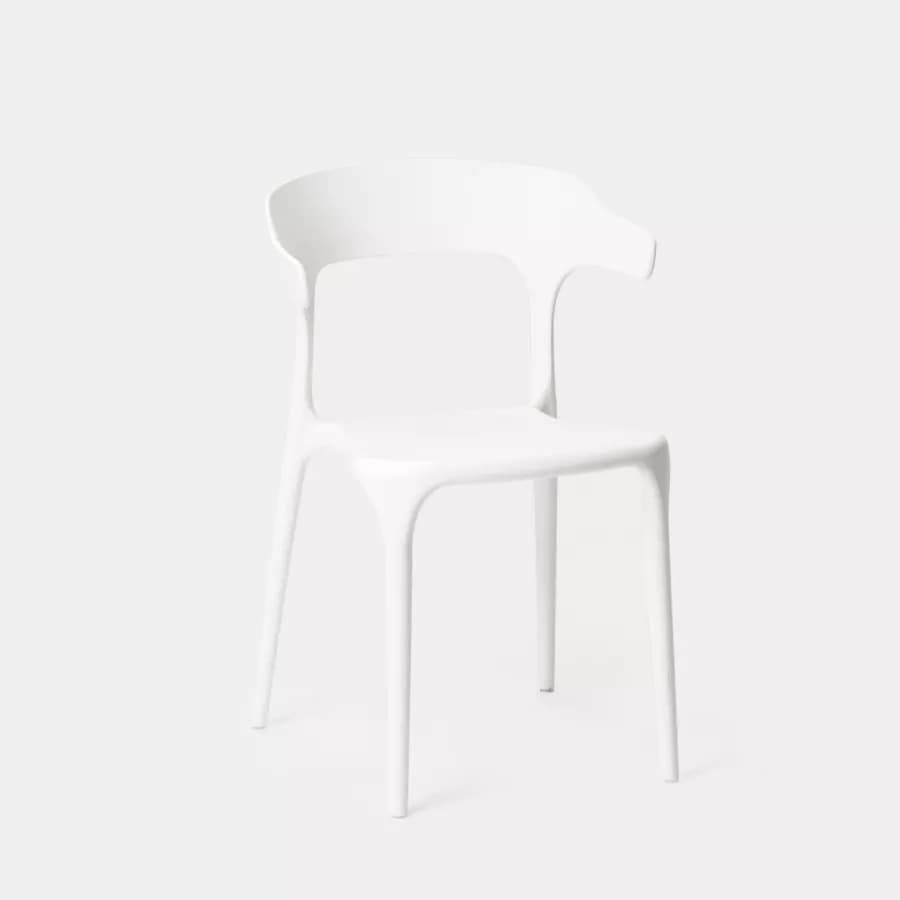 Sedia impilabile con braccioli design in polipropilene bianco - Dibra