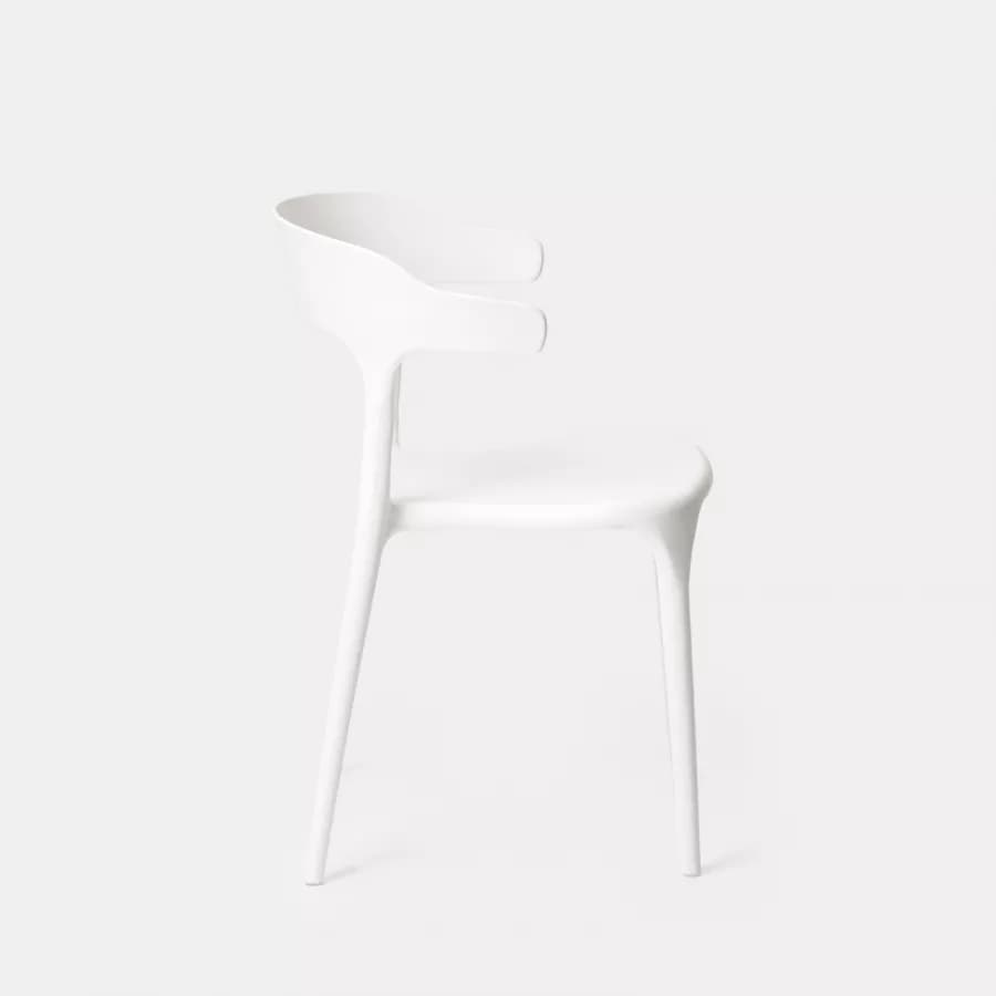 Sedia impilabile con braccioli design in polipropilene bianco - Dibra