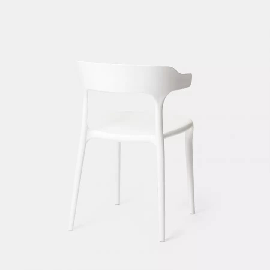 Sedia impilabile con braccioli design in polipropilene bianco - Dibra