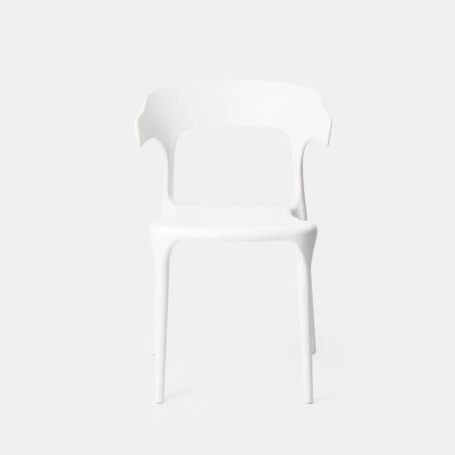 Sedia impilabile con braccioli design in polipropilene bianco - Dibra