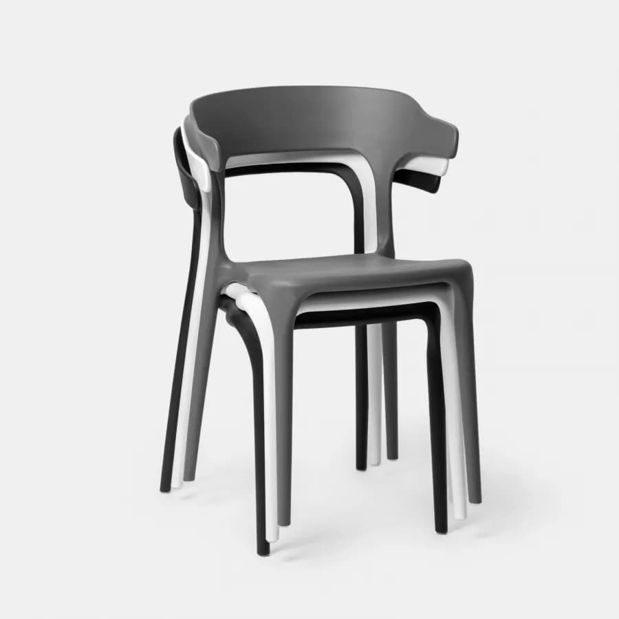 Sedia impilabile con braccioli design in polipropilene bianco - Dibra