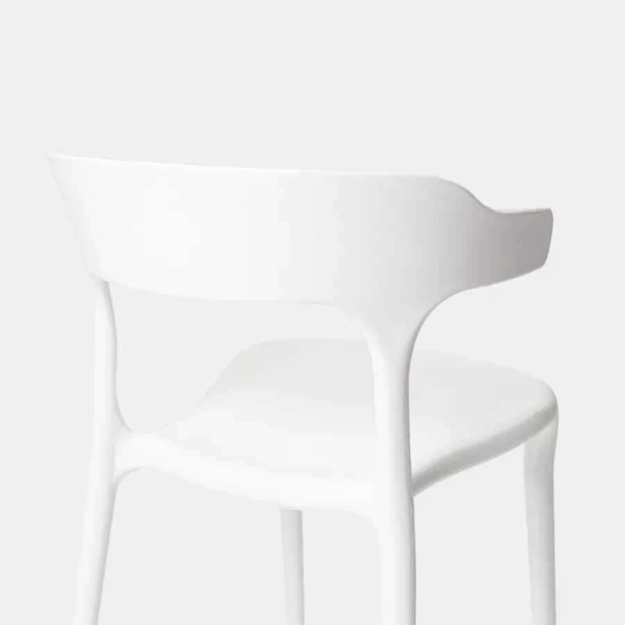 Sedia impilabile con braccioli design in polipropilene bianco - Dibra