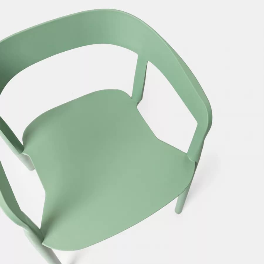 Sedia impilabile con schienale avvolgente in polipropilene verde giada - Astrin